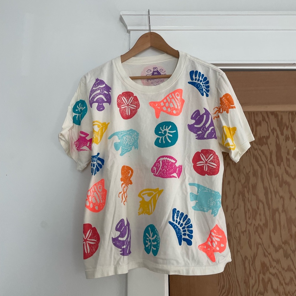 Painted fish cropped tshirt from Mokuyobi